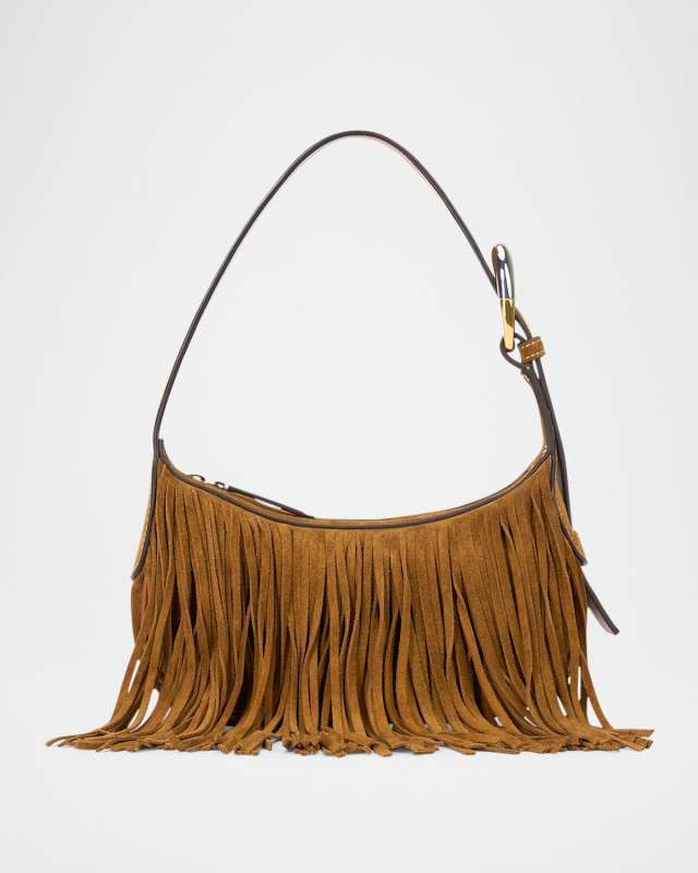 Owen Fringe Buckle Suede Shoulder Bag